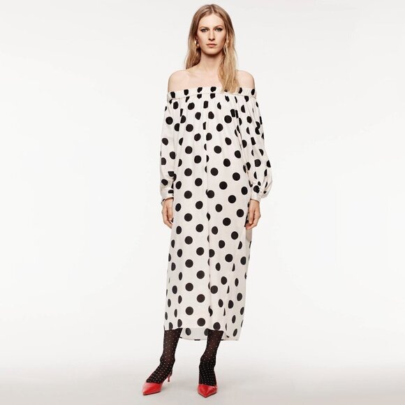 NWT Zara off-white ecru and black polka dot dress, S - Picture 15 of 15